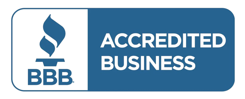 Official Better Business Bureau (BBB) Accredited Business seal displaying an A+ Rating, establishing verified trust and clinical service accreditation.